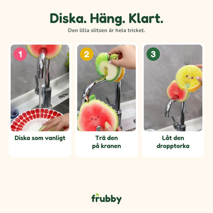 Så fungerar den: diska, trä den på kranen och låt den dropptorka
